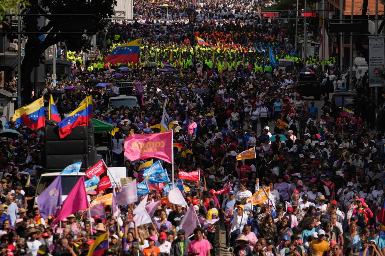 Protesters in Latin America with banners