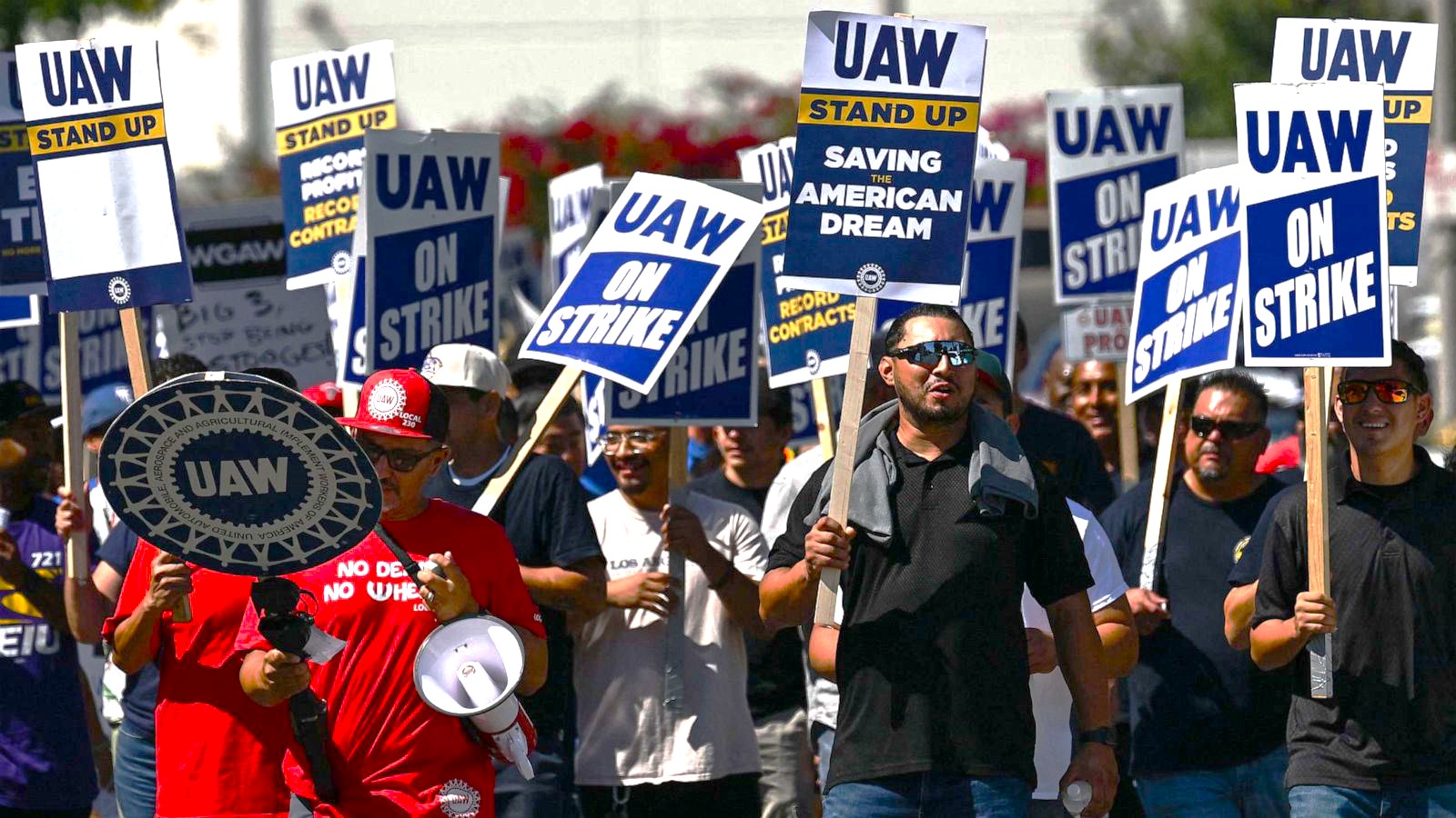 UAW workers on the picket line in Detroit